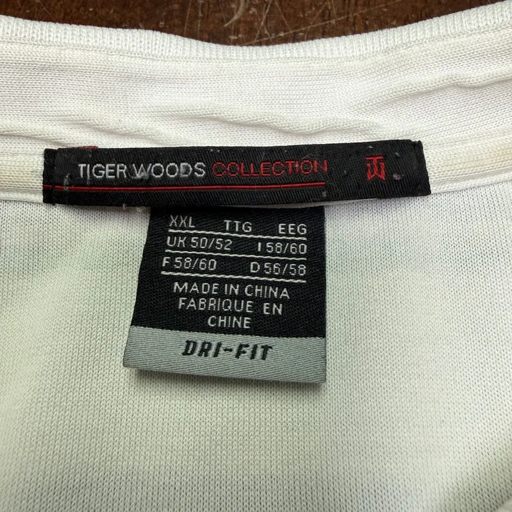 Tiger Woods Collection Polo Shirt Mens XXL White Striped Dri-FIT 359325-112